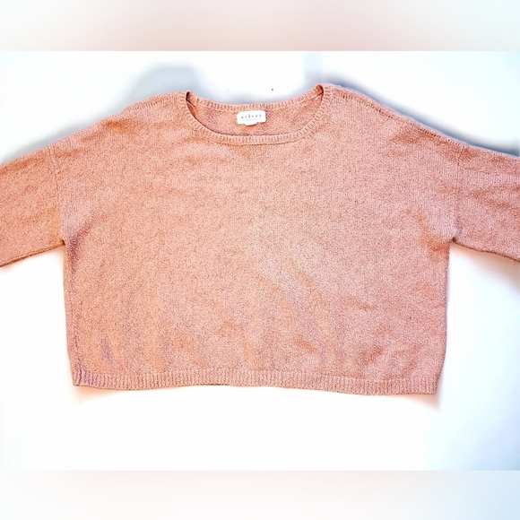 Velvet Graham + Spencer Womens XL Nabi Knit Crop Boxy Sweater Long Sleeve Pink - Picture 8 of 9